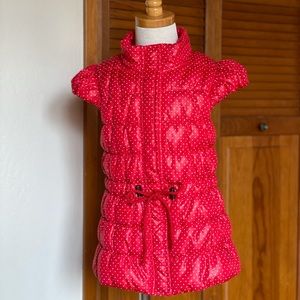Paper Wings | Red & White Polka Dot Puffer Vest | 7